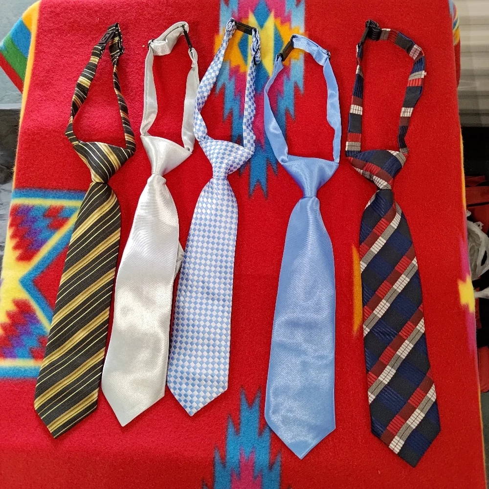kilofly Pre-tied Adjustable Zipper Tie Kids Boys Baby Necktie Value Set of 5